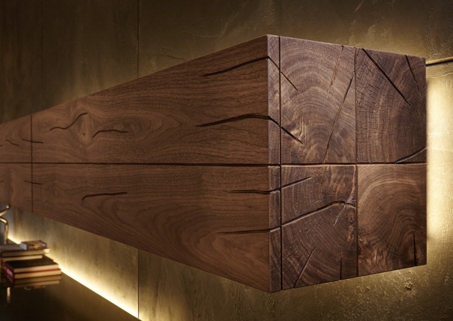 Обожженное дерево в интерьере