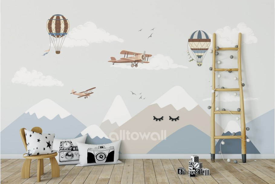 Фотообои самолет над городом