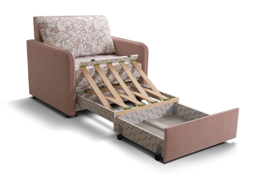 Диван аккордеон Женева с деревянными подлокотниками