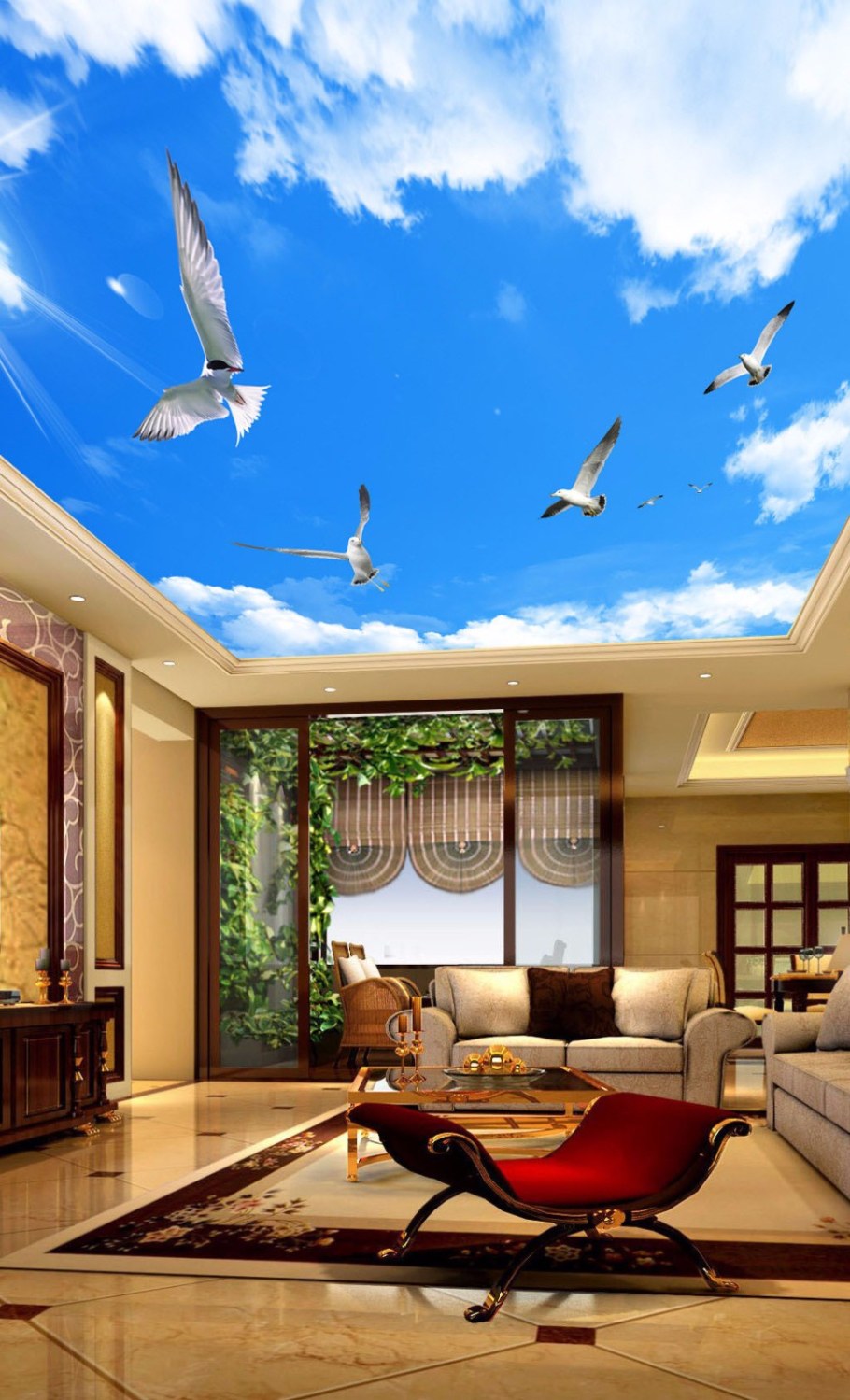 Натяжной потолок облака