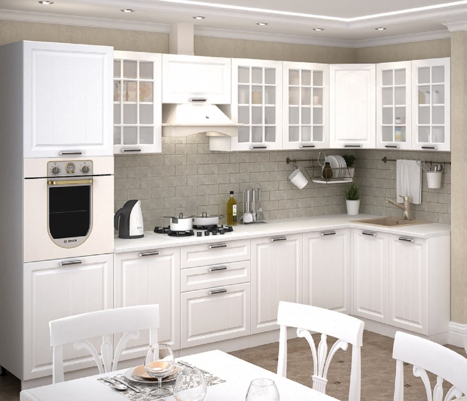 Кухня Прага Сурская мебель белое дерево