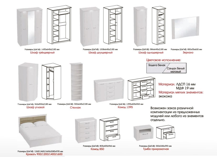 Спальня без тумбочек дуб сонома