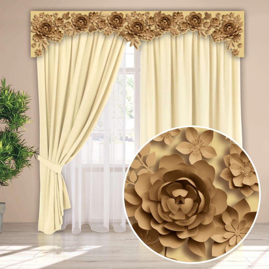 Шторы с ламбрекеном в спальню