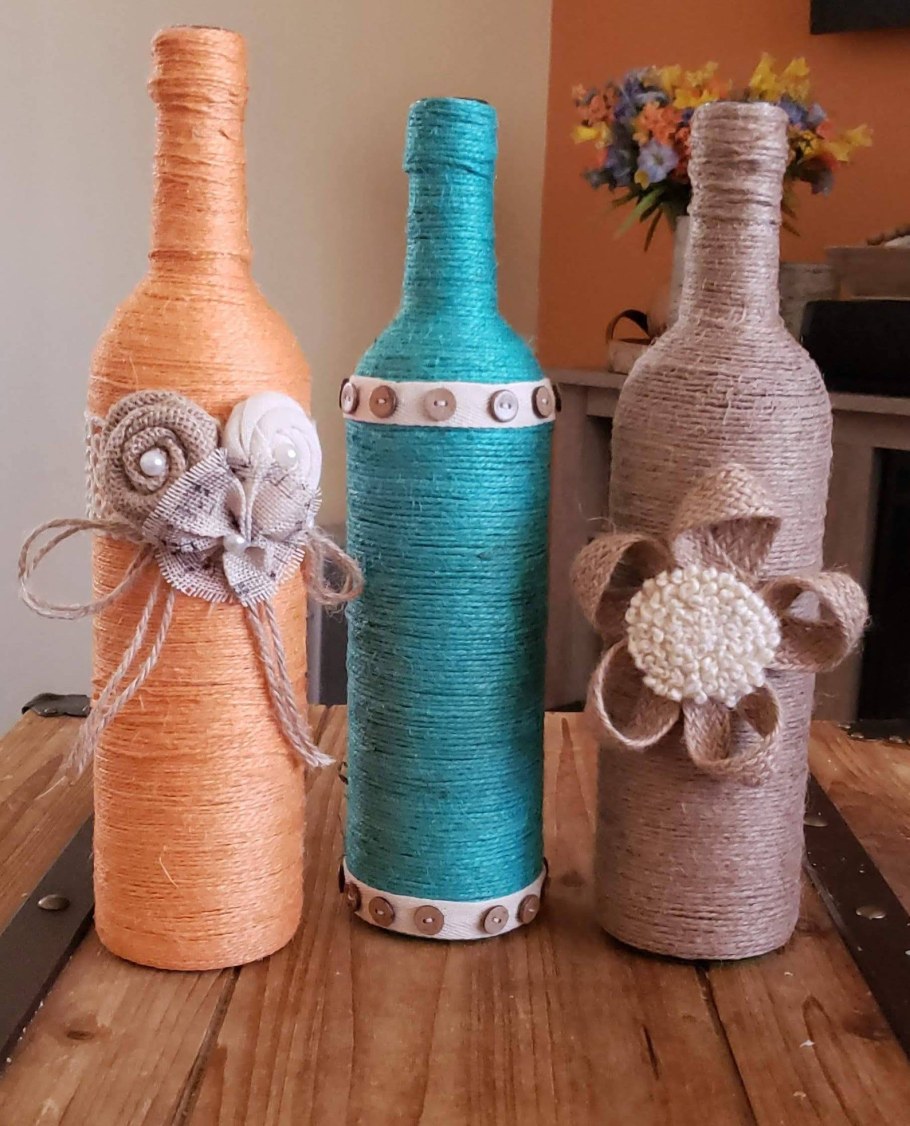 Украшение шампанского шпагатом