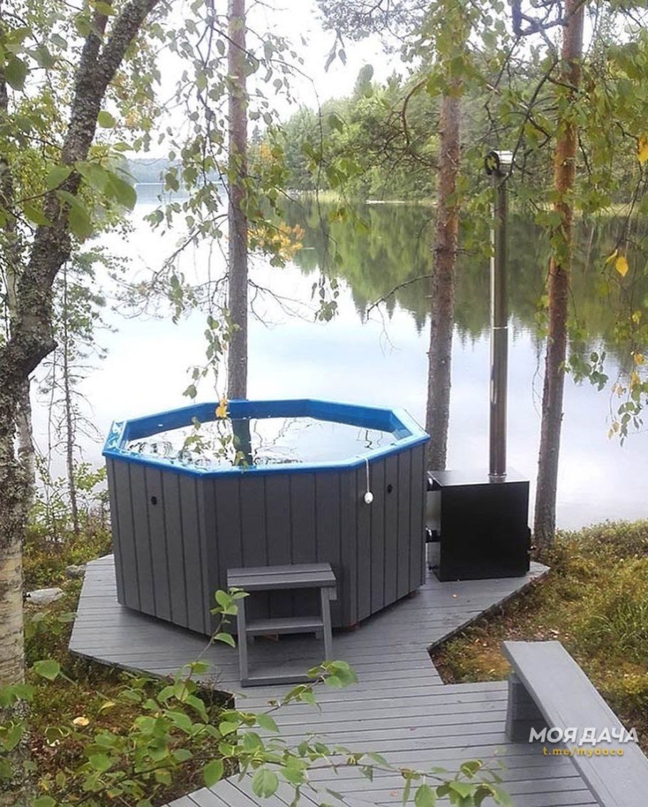 Уличный бассейн с подогревом на дровах