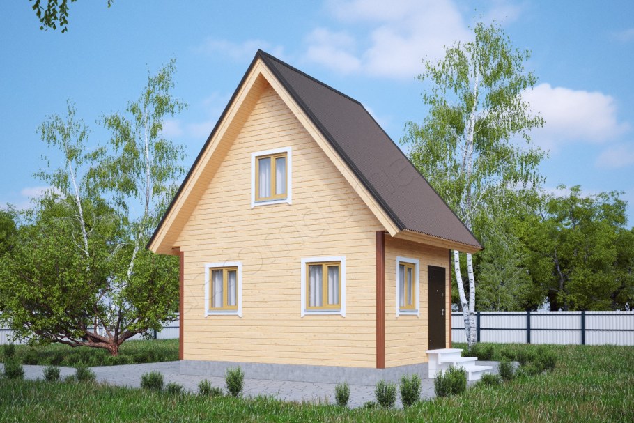 Дачный дом с мансардой 6х6м