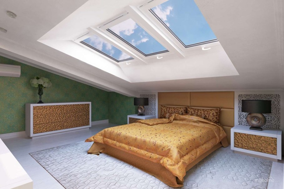 Спальная комната на мансардном этаже