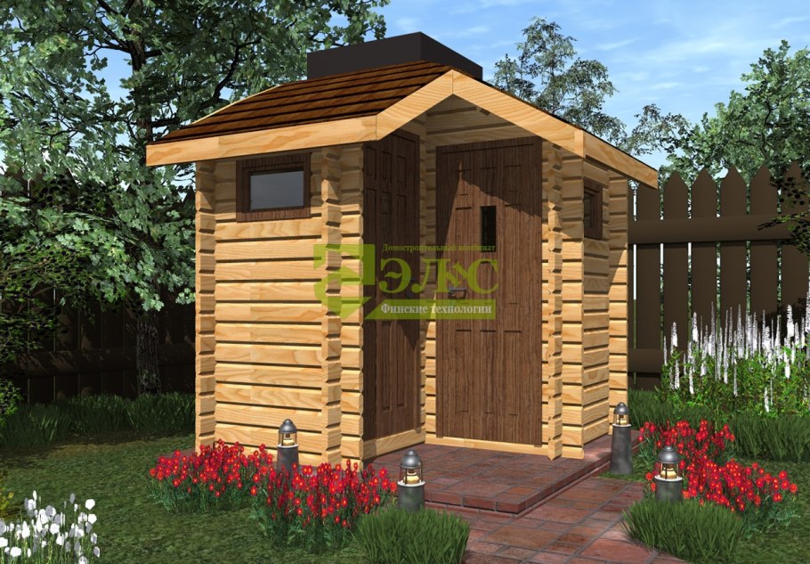 Туалет с душем для дачи деревянный проект