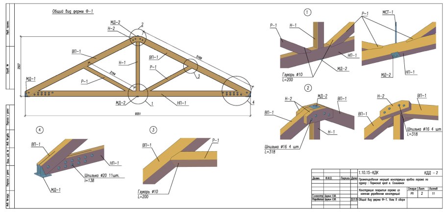 Стропильная ферма вальмовой крыши