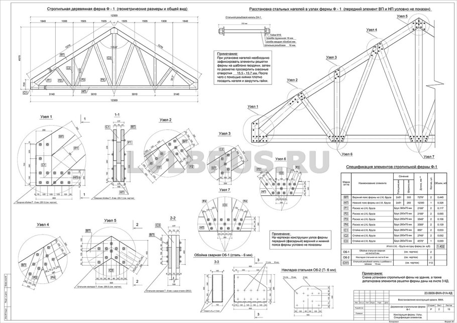 Металлодеревянные стропильные фермы