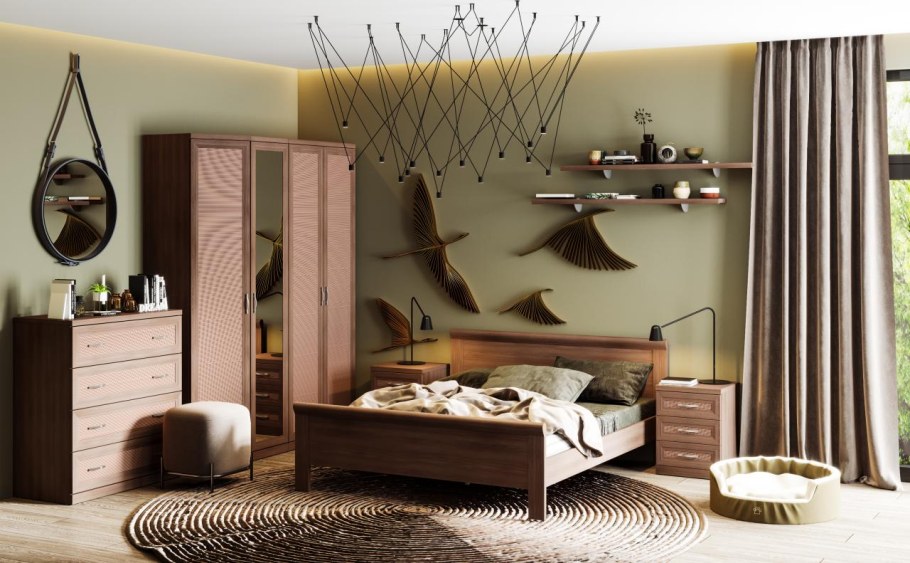 Кровать Магна лазурит орех Клифтон