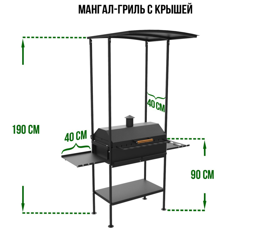 Мангал с крышей чертеж с размерами