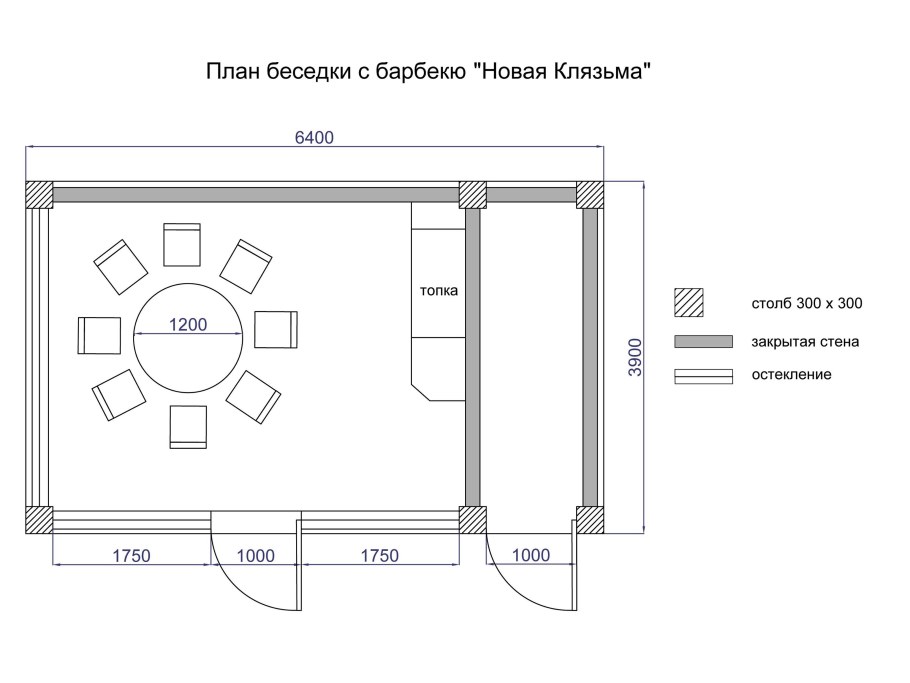 Планировка беседки 4х6