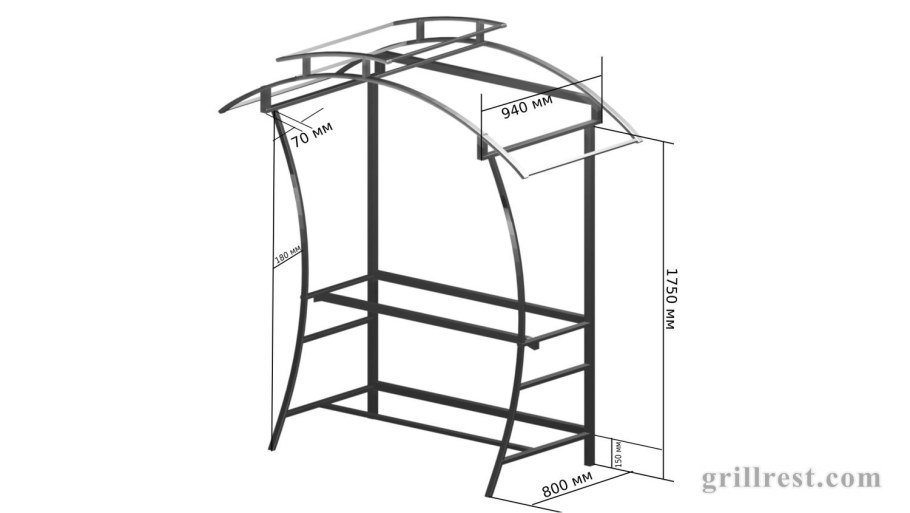 Сборочный чертеж мангала с навесом