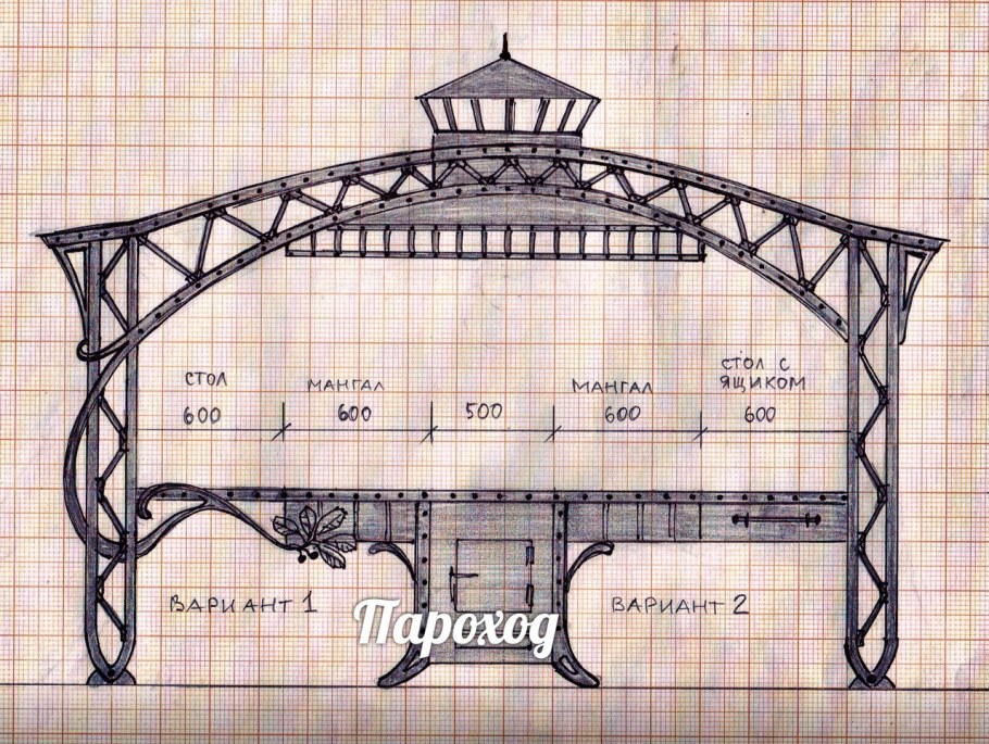 Мангальный комплекс кованый чертеж