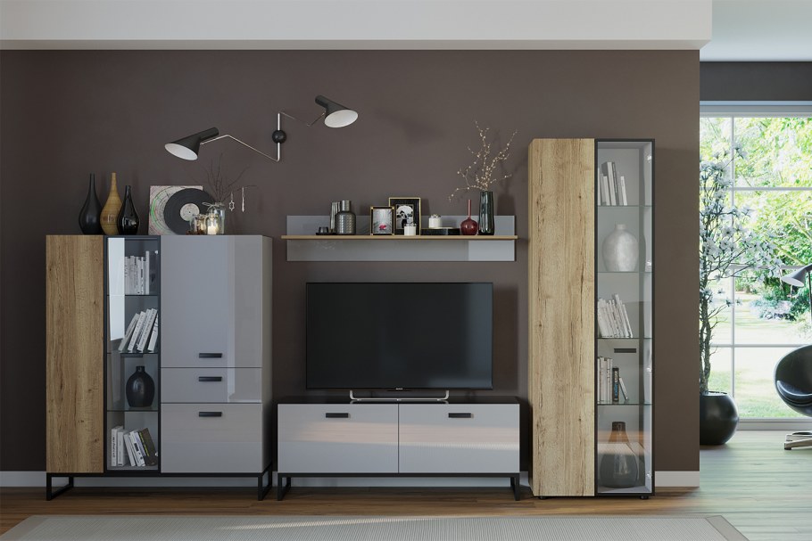 Стенка «Ненси» (дуб сонома/белый ясень)