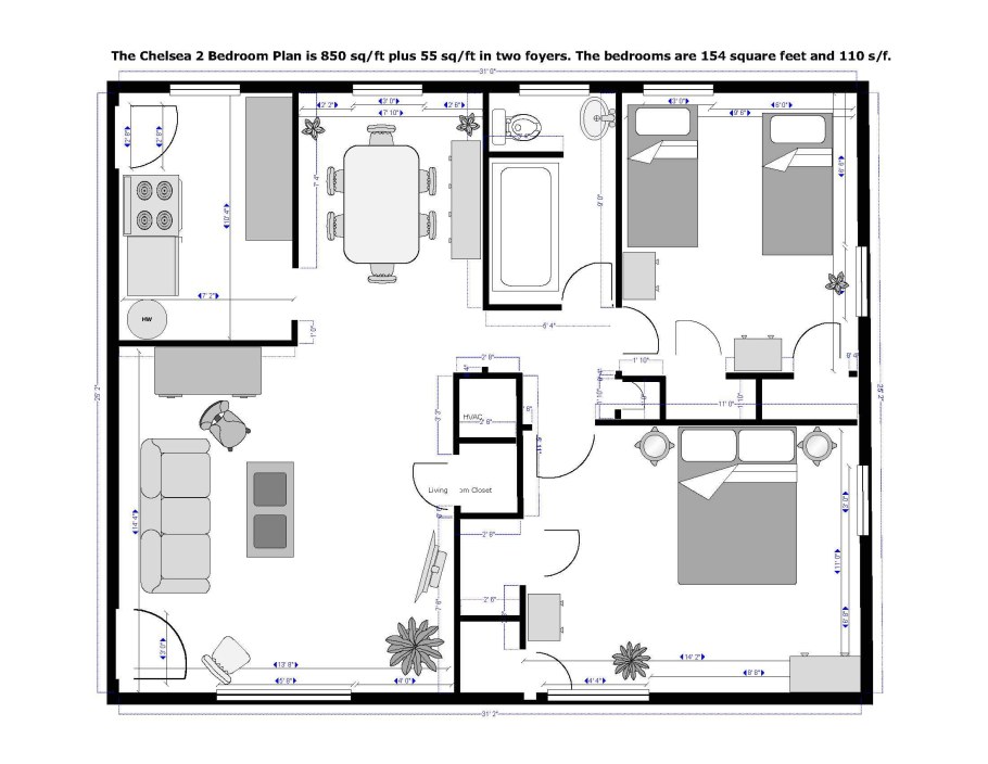 Спальня меблировка план