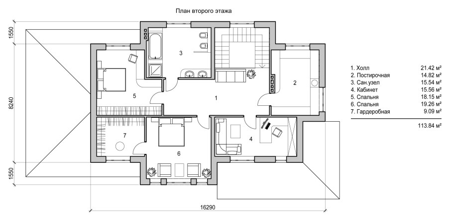 Планировка дома с гардеробной