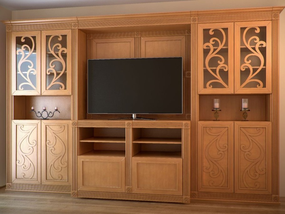 Стенка в гостиную из дерева