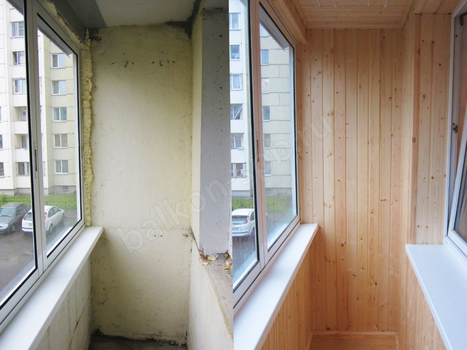 Отделка балкона пробкой