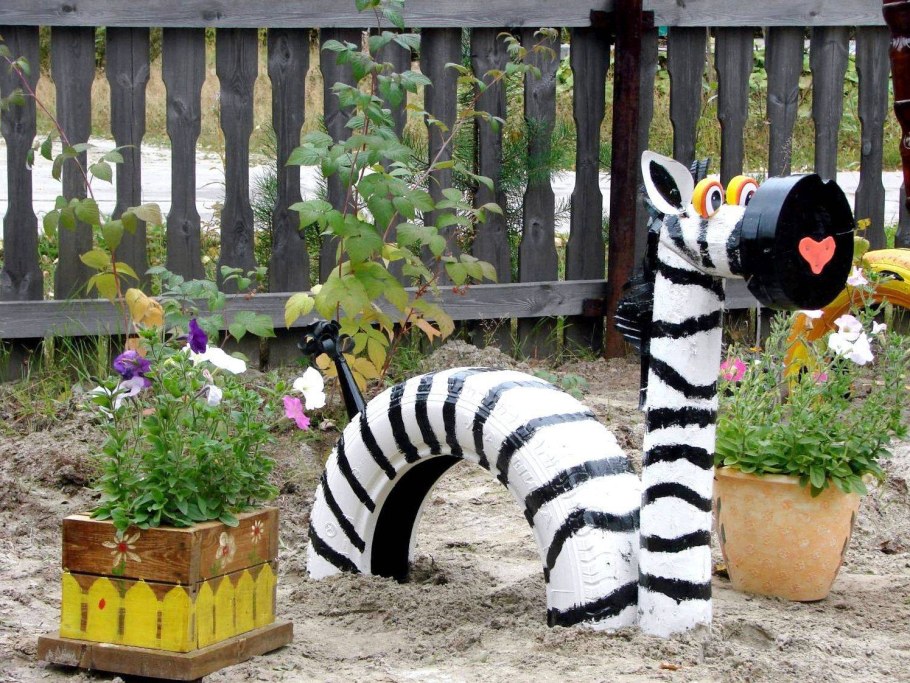 Садовый декор из шин