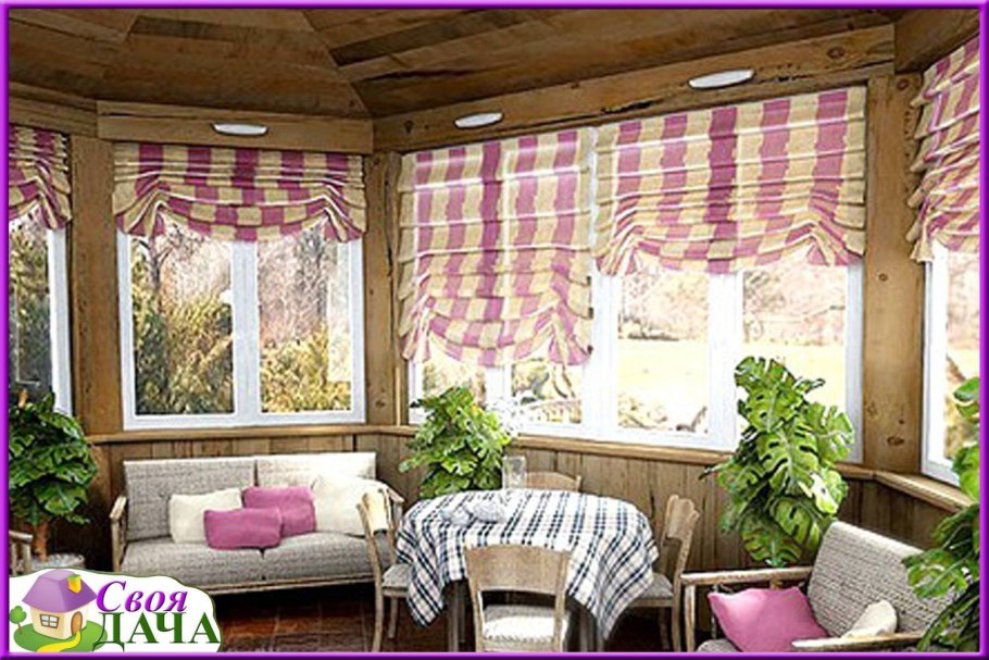 Занавески в деревянном доме в стиле Прованс