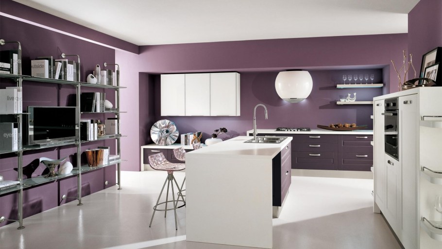 Фиолетовая спальня лофт