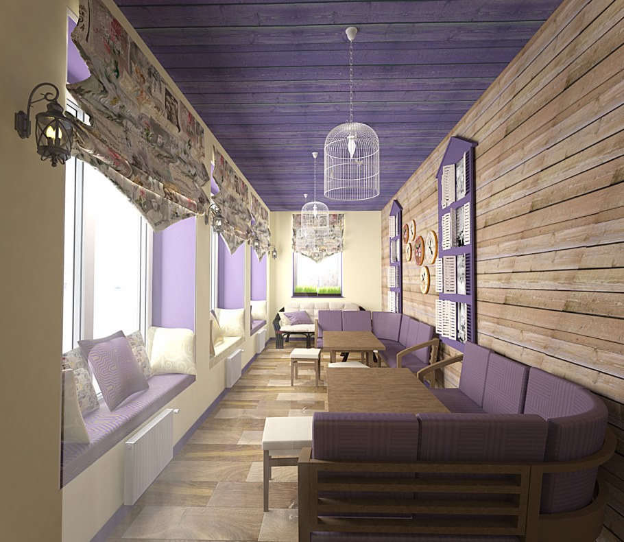 Кухня гостиная фиолетовые стены