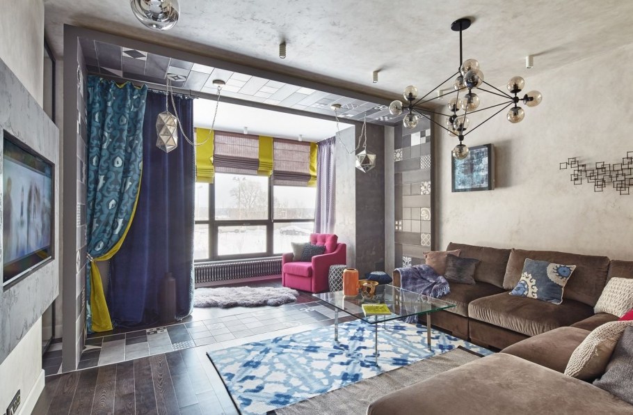 Кухня с фиолетовой подсветкой