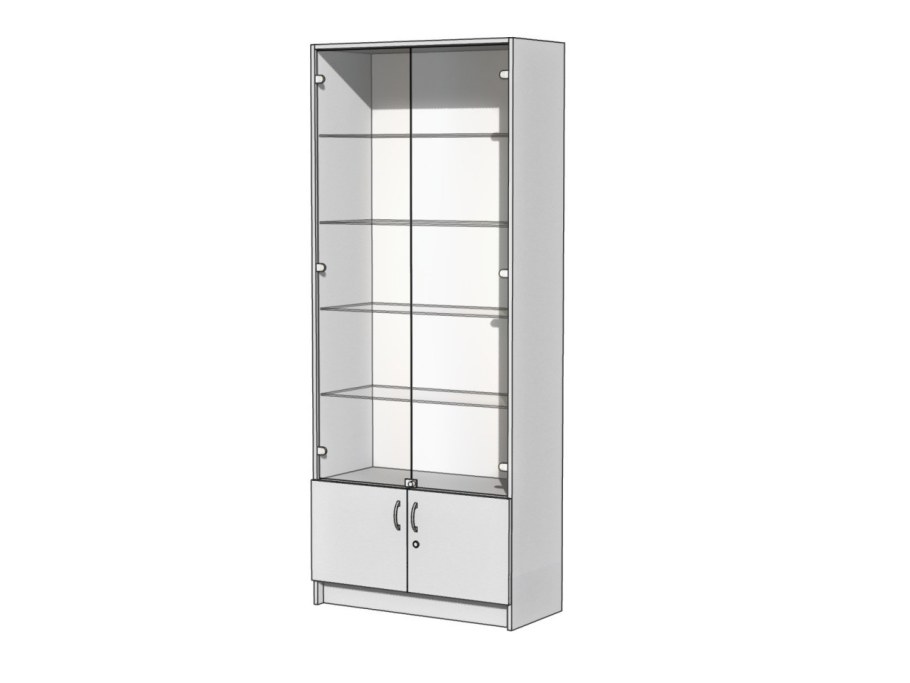 Витрина 1000х500х2200 белый профиль, накопитель, ЛДСП микс