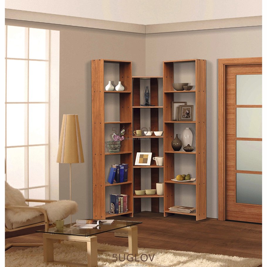 Угловой стеллаж в комнату