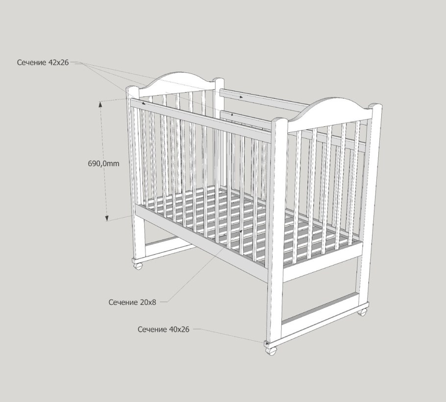 Чертеж детской кроватки