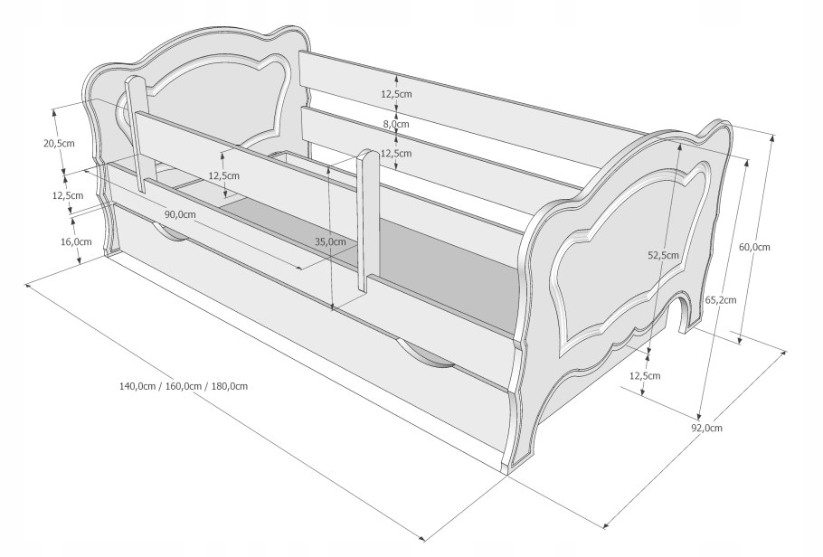 Кроватка домик чертеж 160х80