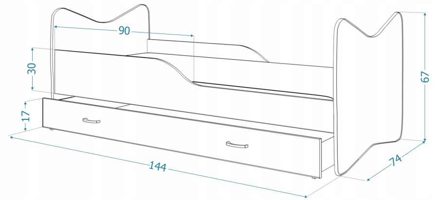 Чертеж кровати 80х160