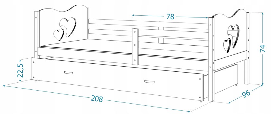 Чертеж двухъярусной кровати 180х80