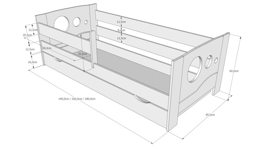 Детская кровать Размеры 80 на 160