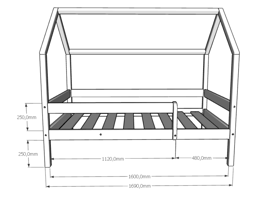 Чертеж детской кровати 160х70