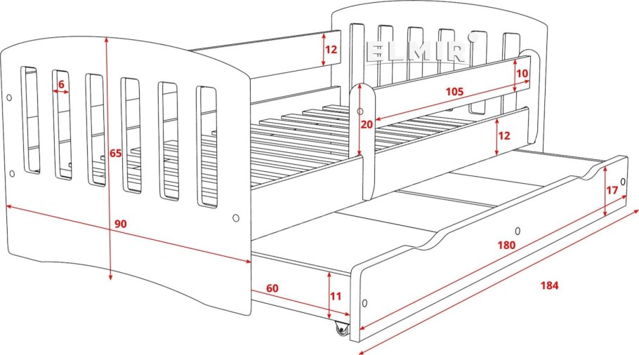 Чертеж кровати 80х160