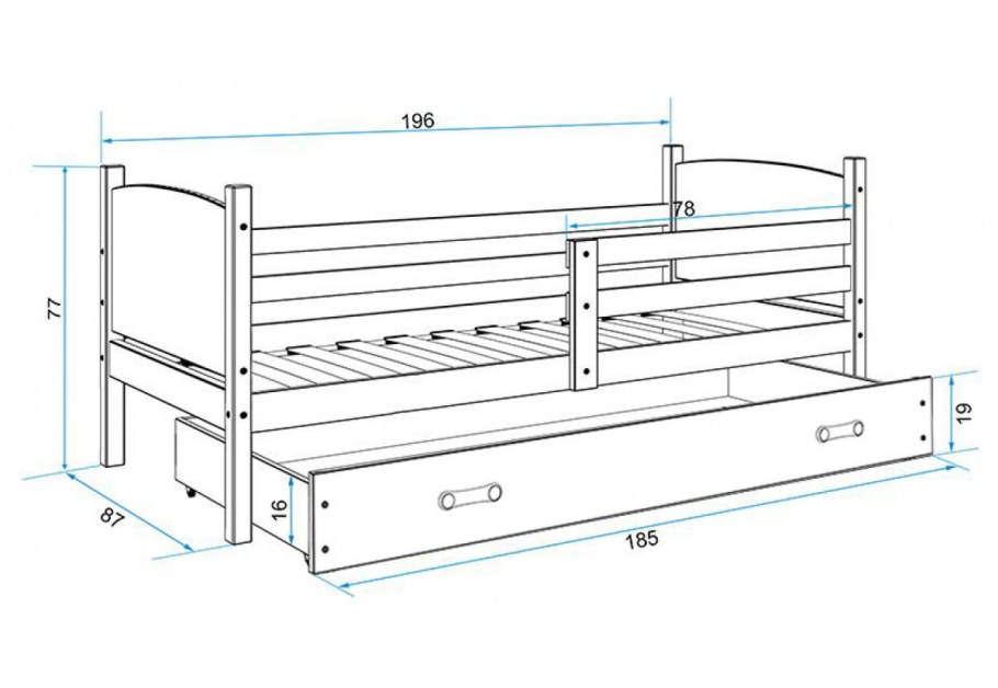 Чертеж двухъярусной кровати 200х90