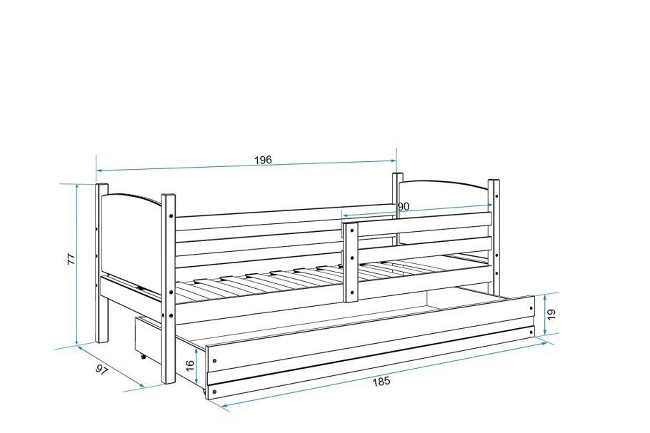 Чертеж кровати ЛДСП 900х2000