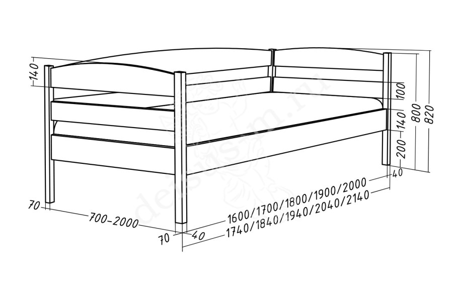 Чертеж кровати 160х70