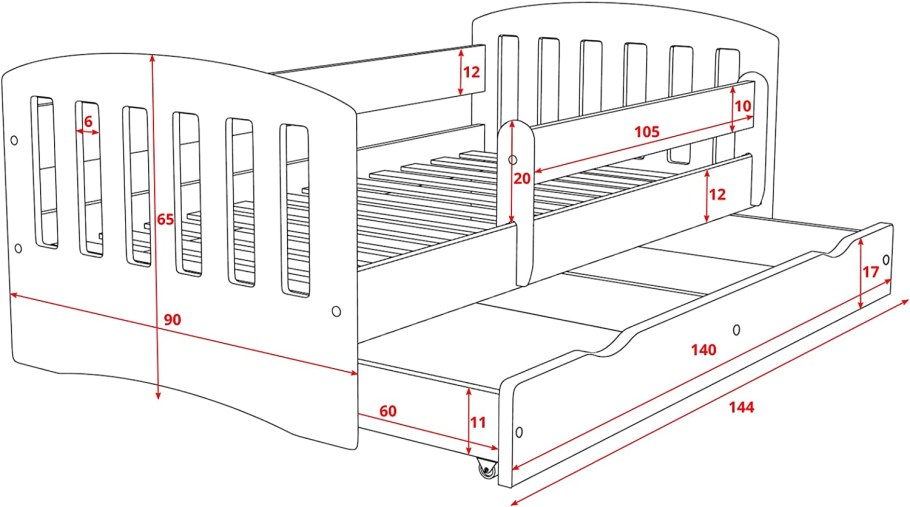 Кровать Соня чертеж с размерами 190х80