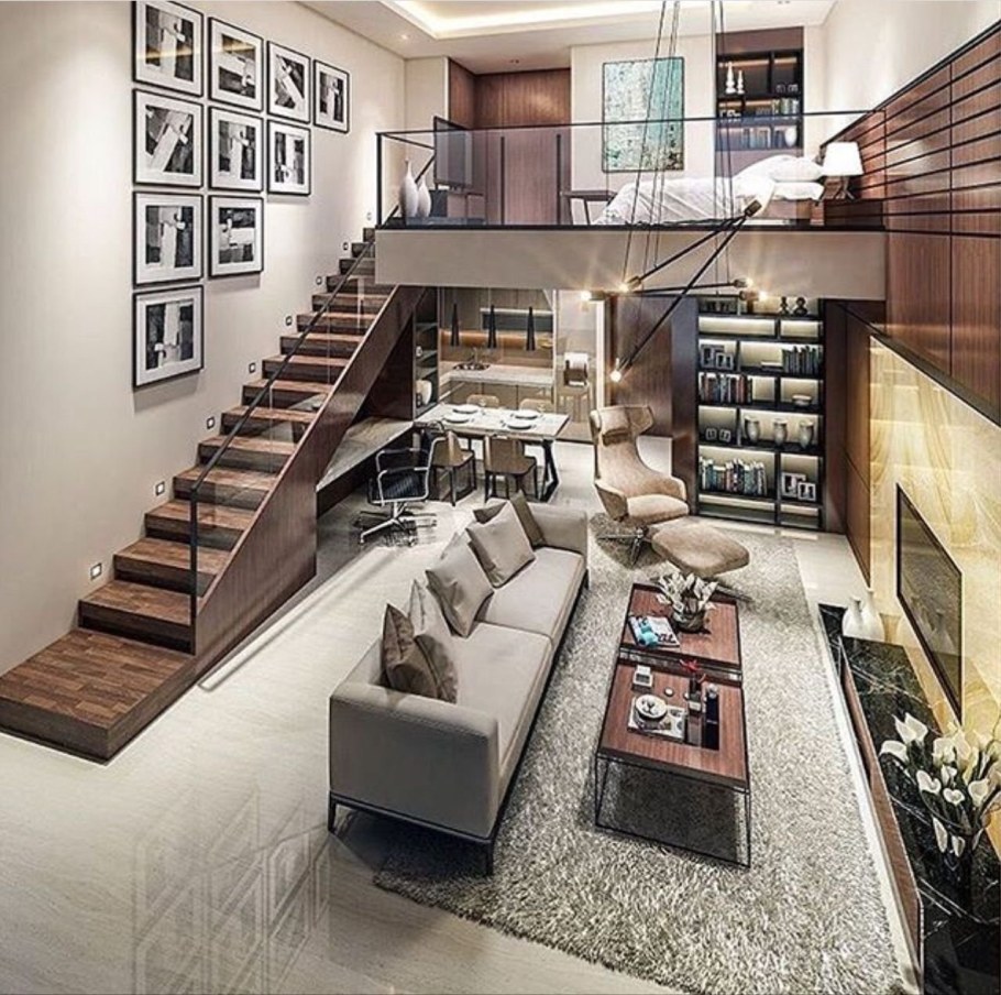 Лестница в двухуровневой квартире