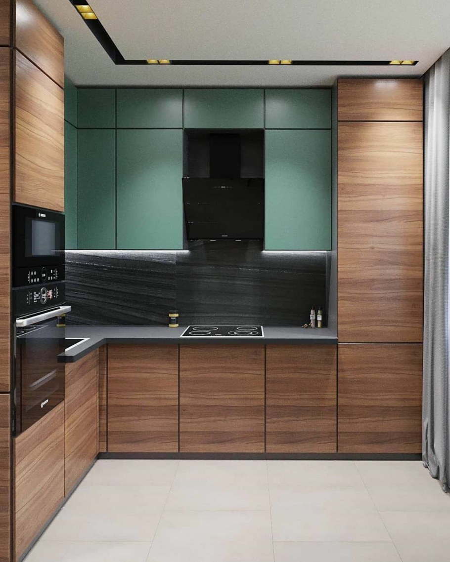 Угловые современные кухни без ручек