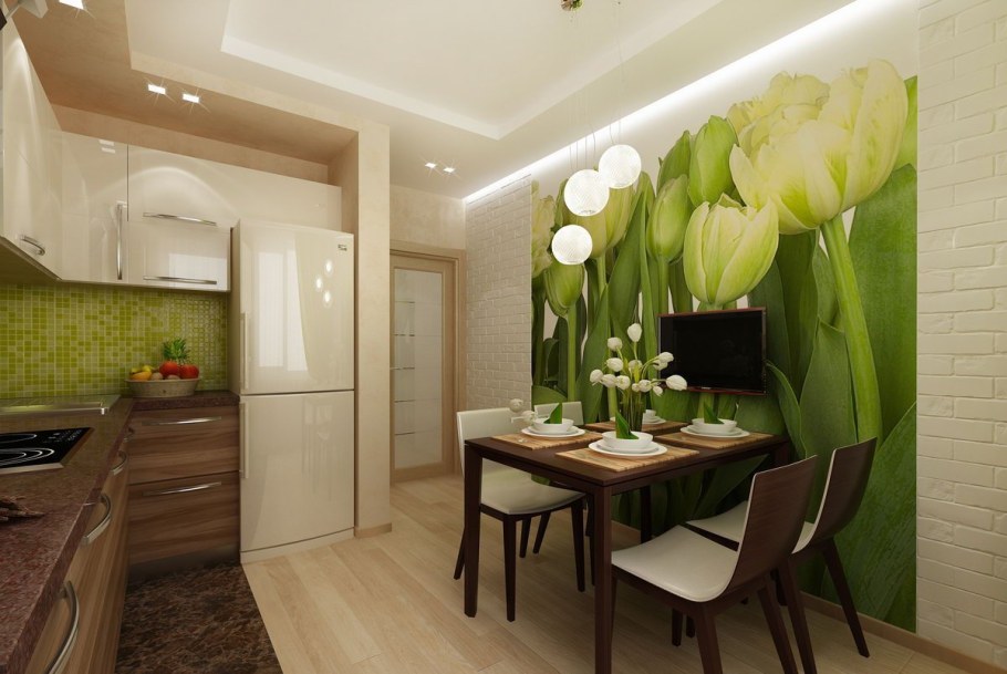 Фотообои для маленькой кухни