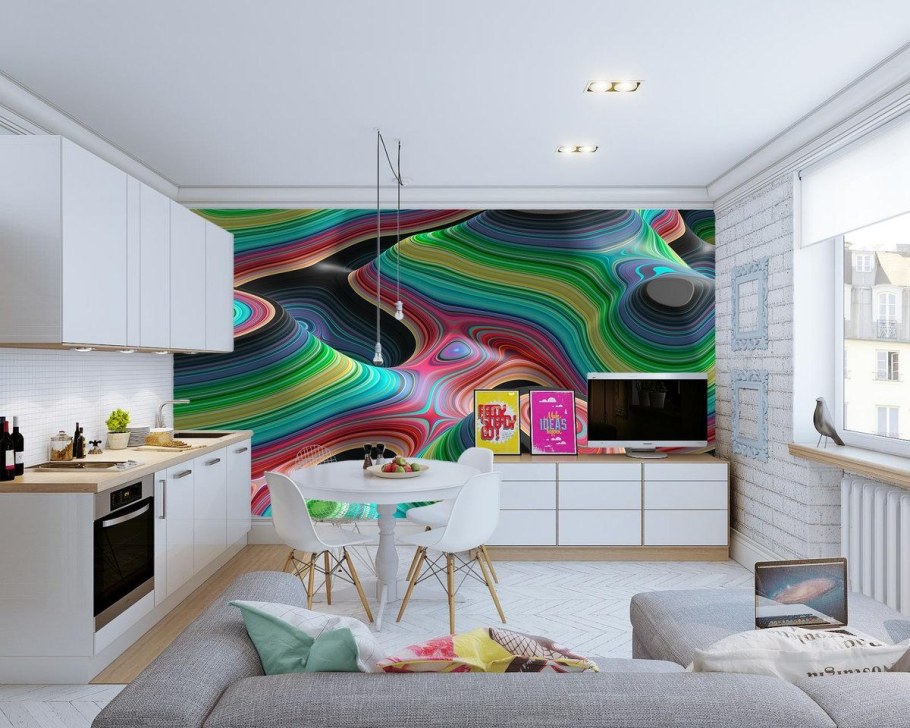 Расцветка обоев для кухни