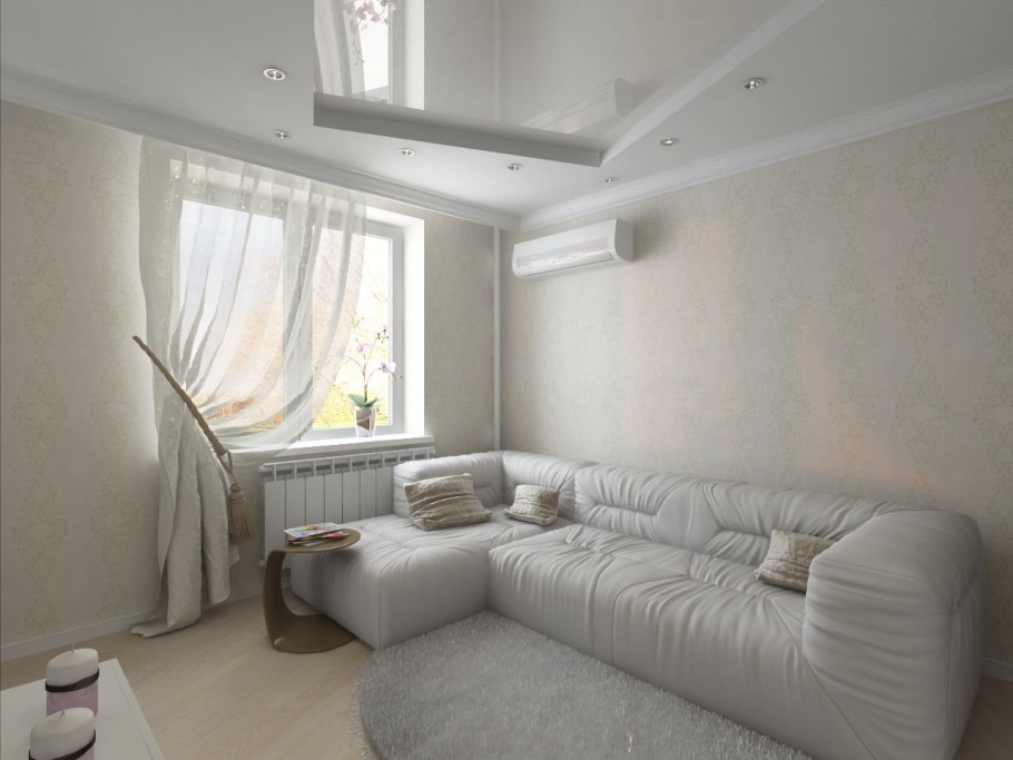 Белая гостиная в хрущевке