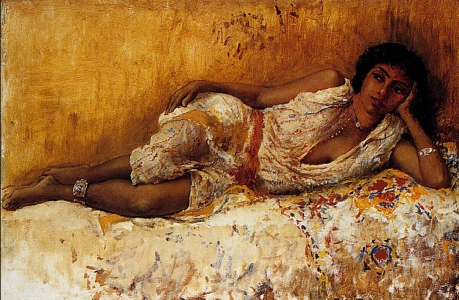 Картина женщина на диване