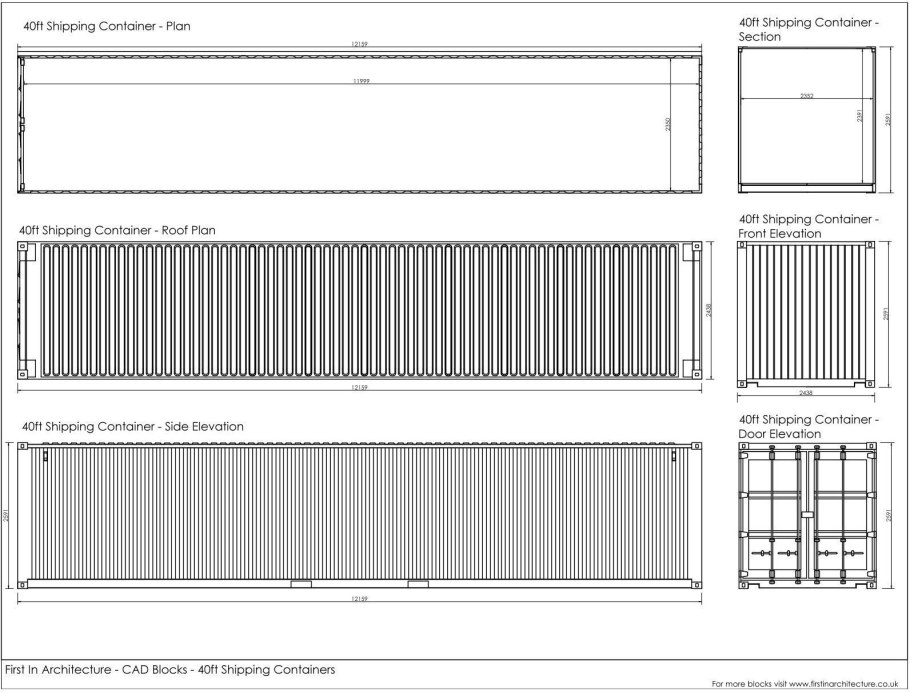 Контейнер 45 футов чертеж