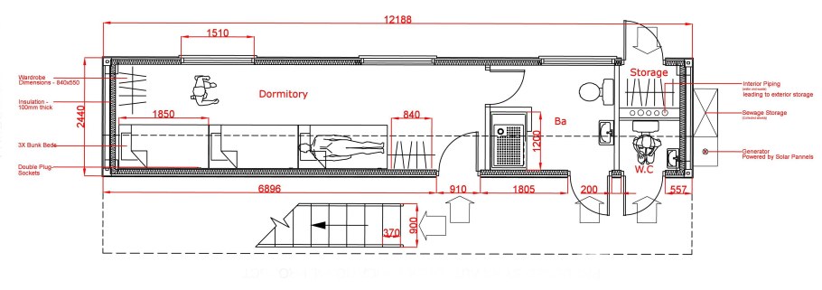 Чертеж контейнера 40 футов в Автокад